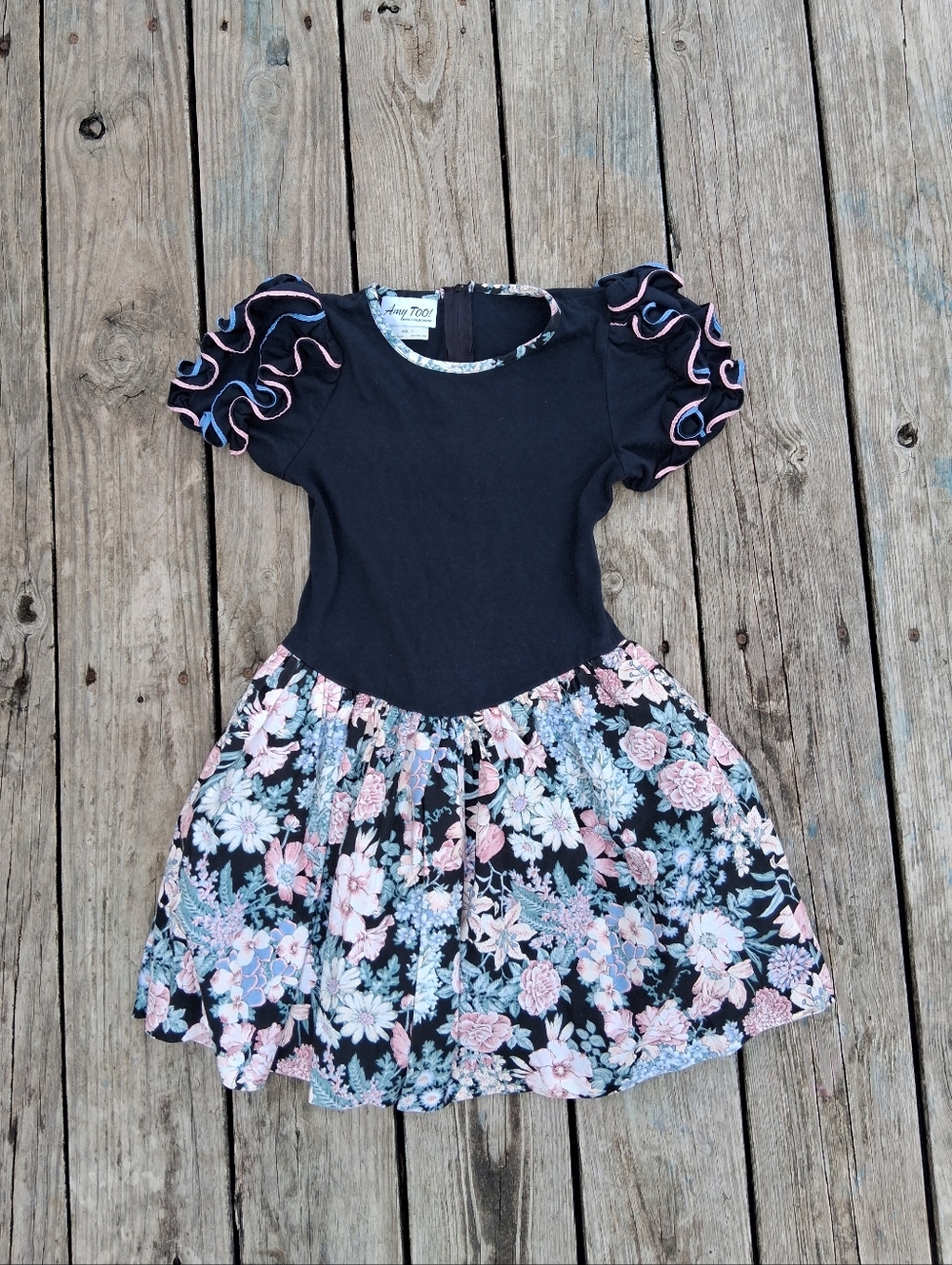 Vintage Amy Too Girls Floral Ruffle Dress